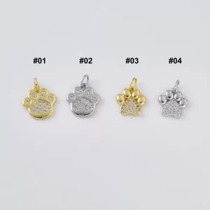 Gold Filled CZ Paw Print Charm, Dog Paw Pendant, Cat Paw Charm, Pet Lover Necklace Bracelet DIY Jewelry Supplies, Gift for Pet Lover, Lot034