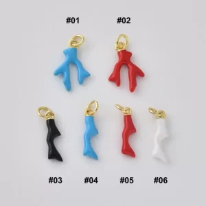Gold Filled Enamel Coral Branch Charms, Colorful Sea Coral Pendant, Ocean Jewelry Charm for Necklace Bracelet Earrings, Lot035