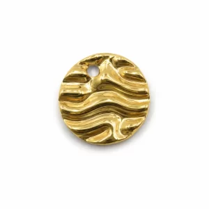 Stainless Steel Wave Disc Charm, Gold Filled Round Textured Pendant for DIY Jewelry Making Necklace Bracelet Charm, Gift for Her, SCP244