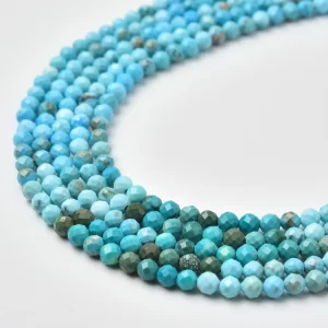 Arizona Turquoise Beads 2mm 3mm, Faceted Round Gemstone Strand for Delicate Bracelets, Necklaces and Jewelry Making TUQ122