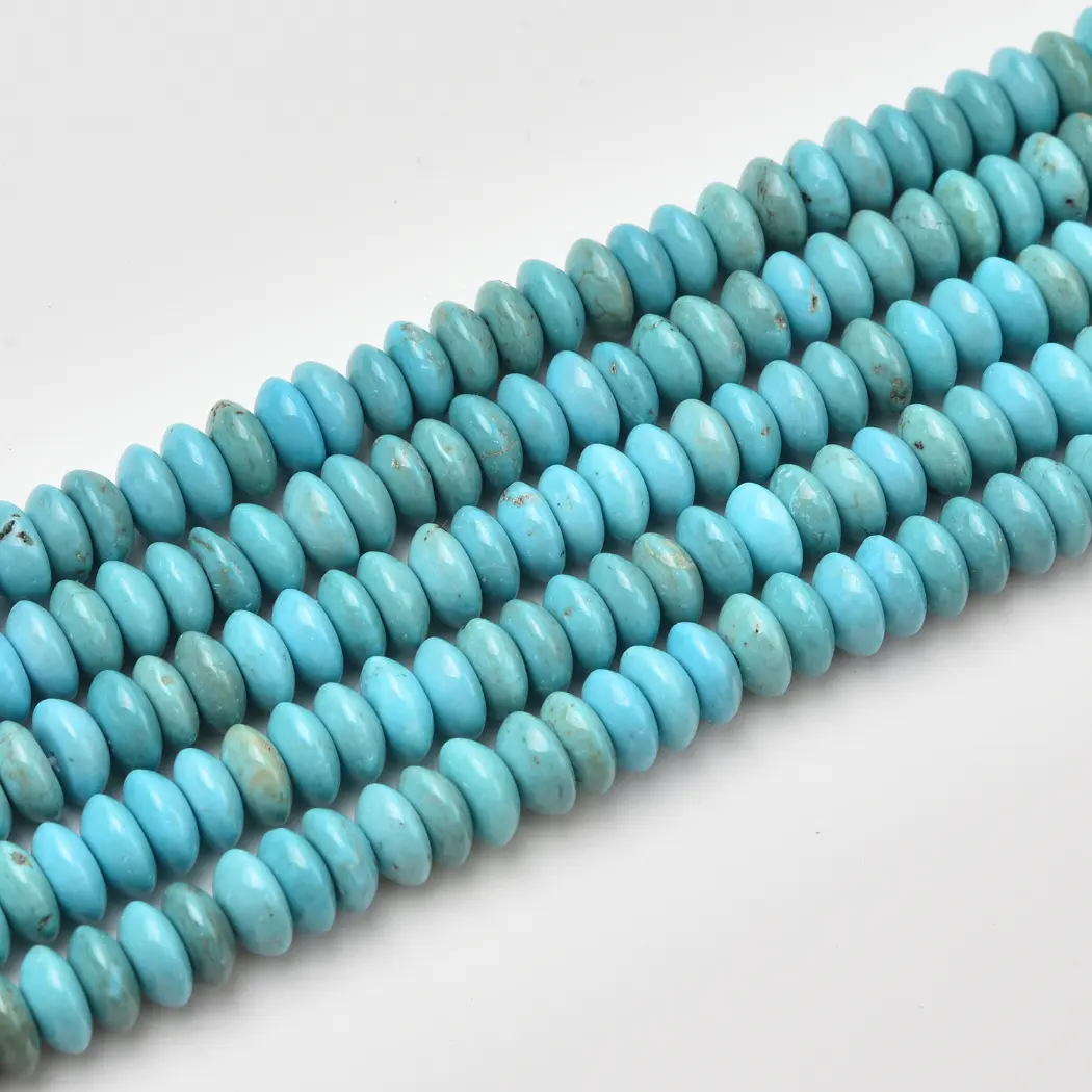Kingman Style Turquoise Rondelle Beads 6mm, Sky Blue Gemstone Disc Strand for Southwestern Jewelry Making TUQ123 - Image 3