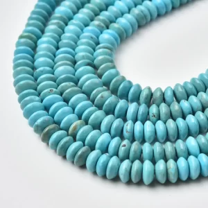 Kingman Style Turquoise Rondelle Beads 6mm, Sky Blue Gemstone Disc Strand for Southwestern Jewelry Making TUQ123