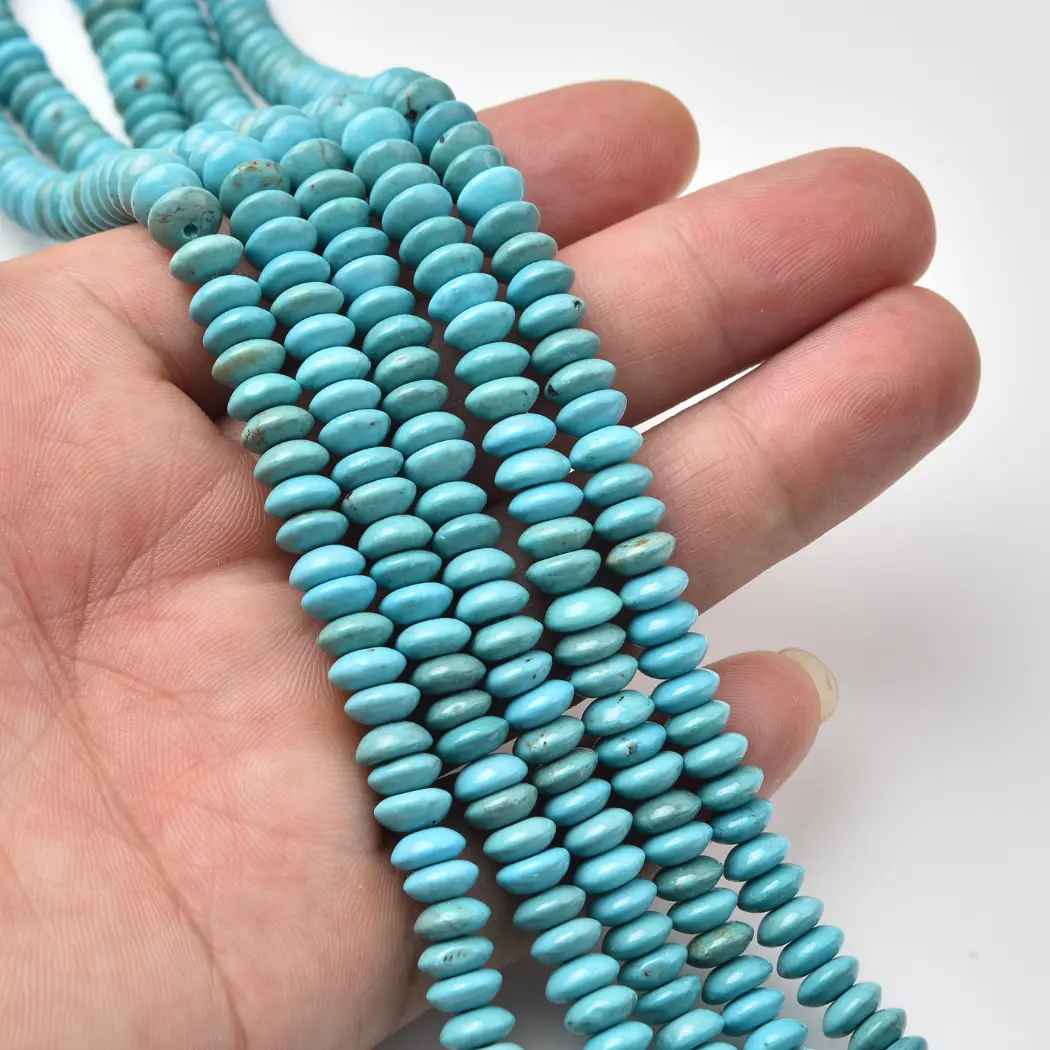 Kingman Style Turquoise Rondelle Beads 6mm, Sky Blue Gemstone Disc Strand for Southwestern Jewelry Making TUQ123 - Image 2
