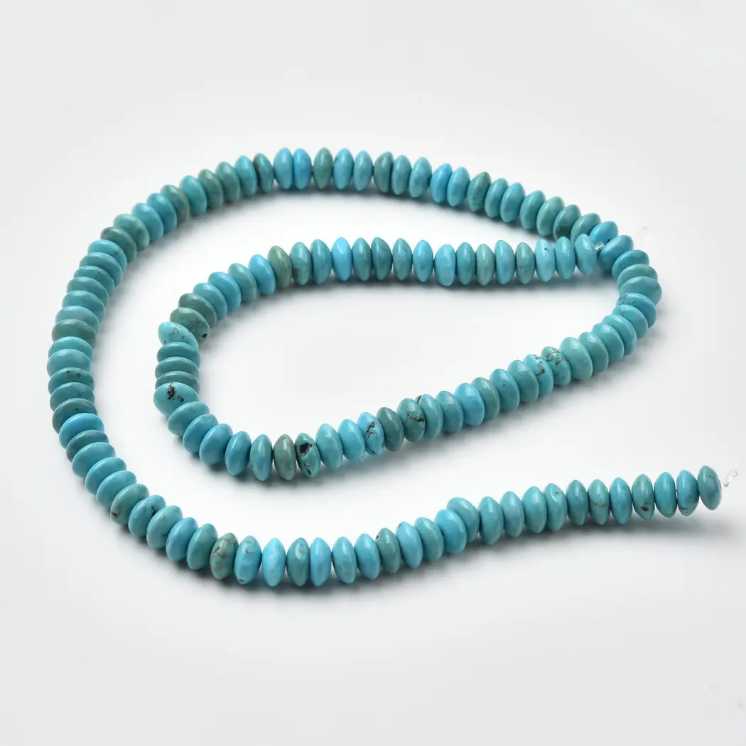 Kingman Style Turquoise Rondelle Beads 6mm, Sky Blue Gemstone Disc Strand for Southwestern Jewelry Making TUQ123 - Image 4