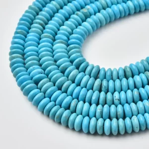 Kingman Style Turquoise Rondelle Beads 8mm, Sky Blue Gemstone Strand for Southwestern Bracelets and Jewelry Making TUQ124