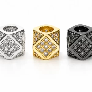 Gold Filled Clear CZ Hexagon Bead, Crystal Spacer Bead, Geometric Bead for Jewelry Making, Bracelet & Necklace DIY Supplies, 7mm, BD811