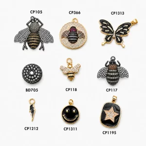 Ball Space Bead Bumblebee Round Shaped Metal Insect Enamel Star Thunder Lightning Happy Face Monarch Butterfly Charm Pendant CP-Batch-17