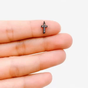 Black Cross Charm, Crystal Cross Pendant, Pave Rhinestone Charm, Christian Jewelry Finding, Religious Pendant, Cross Necklace Charm, CP008A