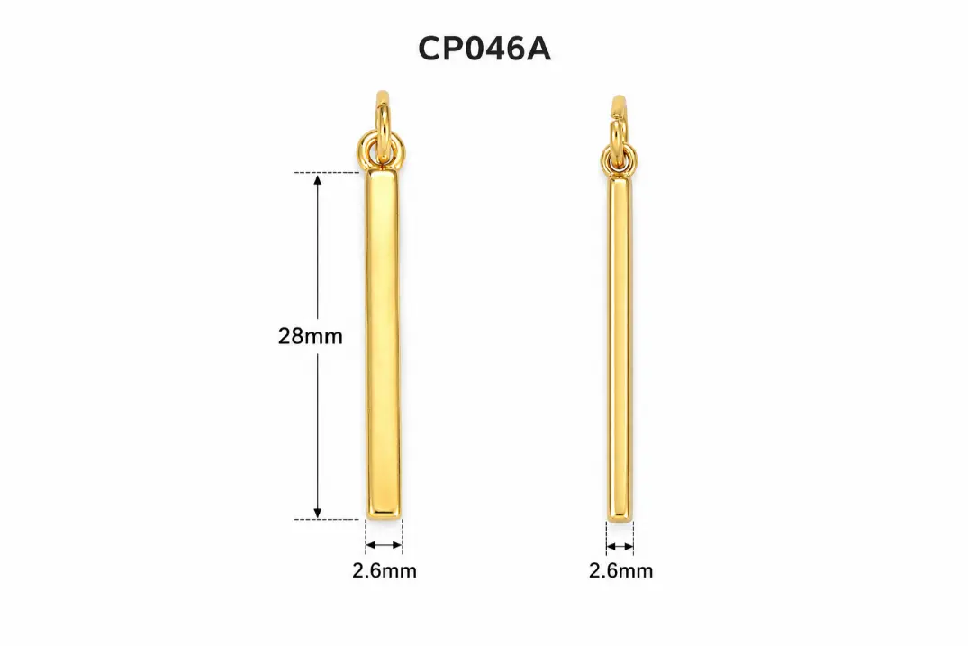 Gold Filled Mini Bar Pendant Charm, Minimalist Rectangle Stick Charm, Vertical Bar Necklace Pendant for Jewelry Making, Gift for Her, CP046A - Image 3