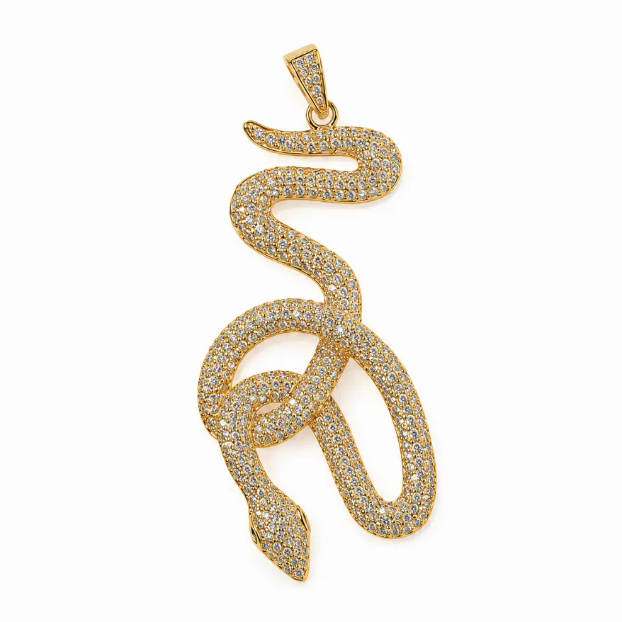 Gold Filled Snake Charm, Pave CZ Snake Pendant, Crystal Serpent Jewelry Finding, Reptile Charm for Necklace Bracelet DIY Jewelry, CP199 - Image 2