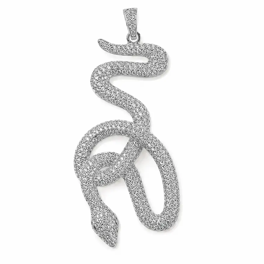 Gold Filled Snake Charm, Pave CZ Snake Pendant, Crystal Serpent Jewelry Finding, Reptile Charm for Necklace Bracelet DIY Jewelry, CP199 - Image 3