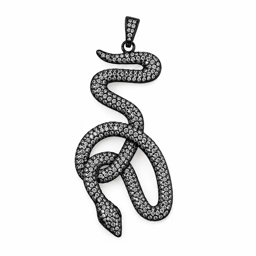 Gold Filled Snake Charm, Pave CZ Snake Pendant, Crystal Serpent Jewelry Finding, Reptile Charm for Necklace Bracelet DIY Jewelry, CP199 - Image 4