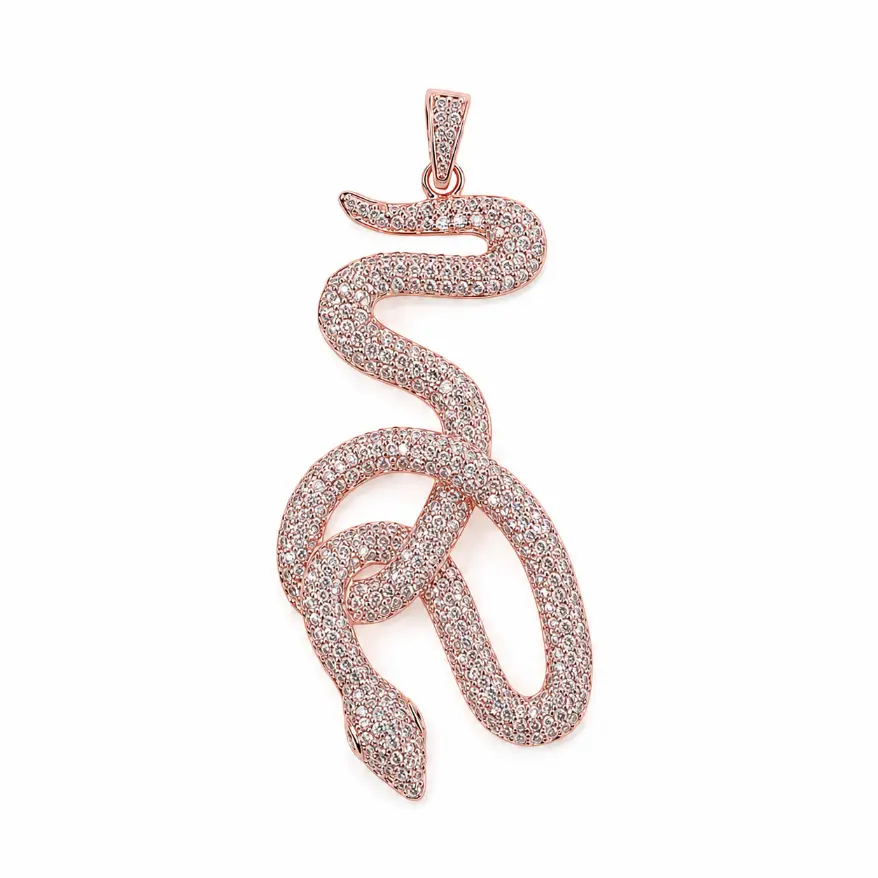 Gold Filled Snake Charm, Pave CZ Snake Pendant, Crystal Serpent Jewelry Finding, Reptile Charm for Necklace Bracelet DIY Jewelry, CP199 - Image 5