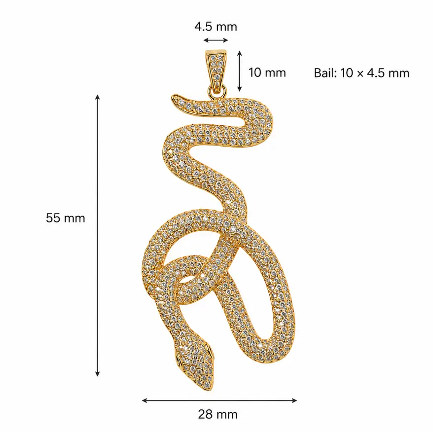 Gold Filled Snake Charm, Pave CZ Snake Pendant, Crystal Serpent Jewelry Finding, Reptile Charm for Necklace Bracelet DIY Jewelry, CP199 - Image 6