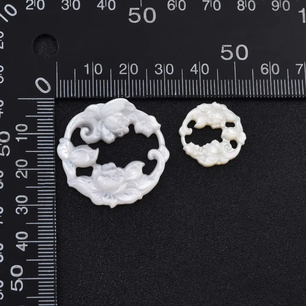 Mother of Pearl Peony Charm, Carved Shell Floral Pendant, Flower Wreath Jewelry Finding, DIY Necklace Bracelet Charm, Gift for Her, CP2528 - Image 5