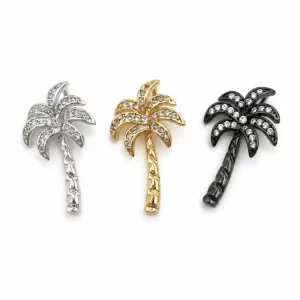 Gold Filled Palm Tree Charm, CZ Rhinestone Tropical Pendant, Beach Jewelry Finding, Palm Tree Charm for Necklace Bracelet, CP2529