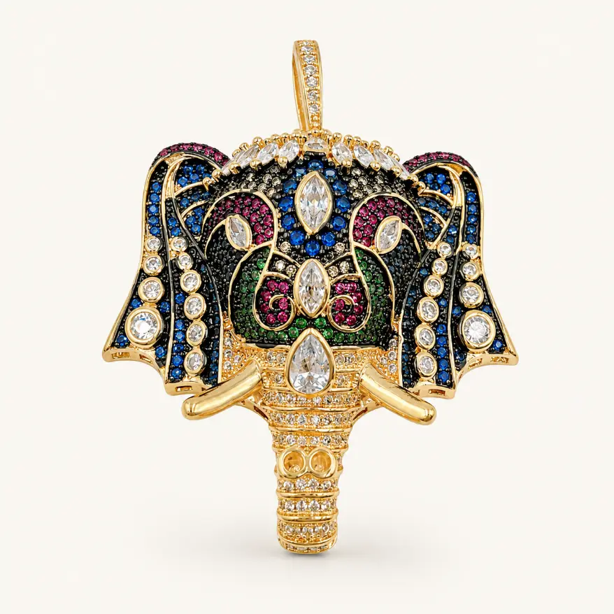 Gold Filled Elephant Charm, Pave CZ Elephant Pendant, Colorful Crystal Elephant Jewelry Finding, Animal Charm for Necklace Bracelet, CP360 - Image 2