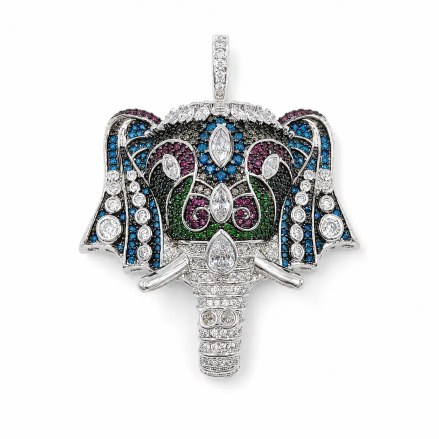 Gold Filled Elephant Charm, Pave CZ Elephant Pendant, Colorful Crystal Elephant Jewelry Finding, Animal Charm for Necklace Bracelet, CP360 - Image 3