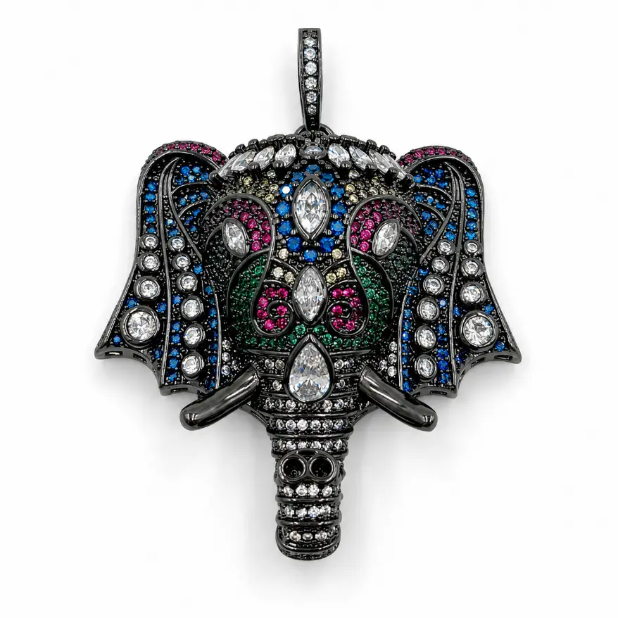 Gold Filled Elephant Charm, Pave CZ Elephant Pendant, Colorful Crystal Elephant Jewelry Finding, Animal Charm for Necklace Bracelet, CP360 - Image 4