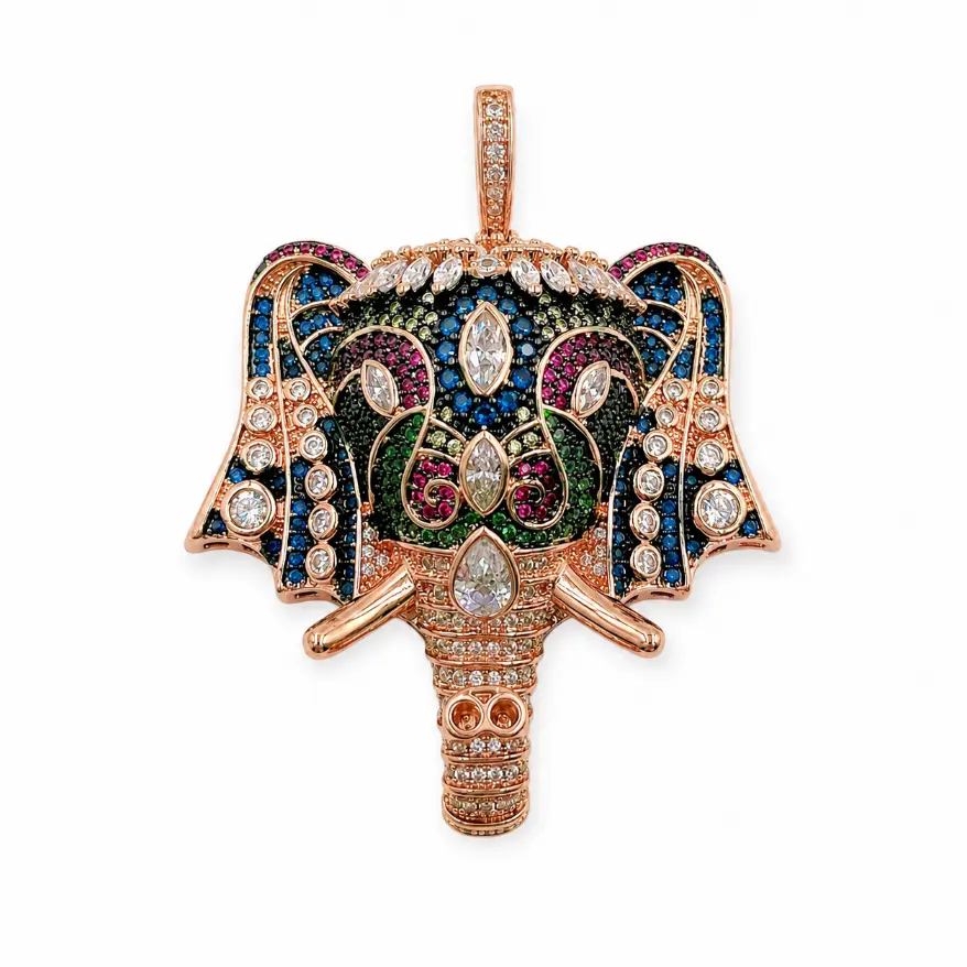 Gold Filled Elephant Charm, Pave CZ Elephant Pendant, Colorful Crystal Elephant Jewelry Finding, Animal Charm for Necklace Bracelet, CP360 - Image 5