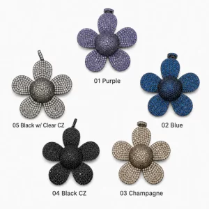 Flower Charm, Pave CZ Flower Pendant, Floral Charm, Rhinestone Flower Jewelry Finding, Floral Necklace Bracelet Charm, DIY Jewelry, CP456