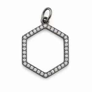 Pave CZ Hexagon Connector, Geometric Hexagon Pendant, Crystal Hexagon Charm, Rhinestone Jewelry Finding, Necklace Bracelet Connector, CP465