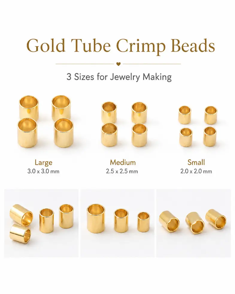 Gold Filled Crimp Beads, Seamless Tube Beads, Necklace & Bracelet Findings, DIY Jewelry Making Supplies, Gift for Her, DIY023 - Image 4