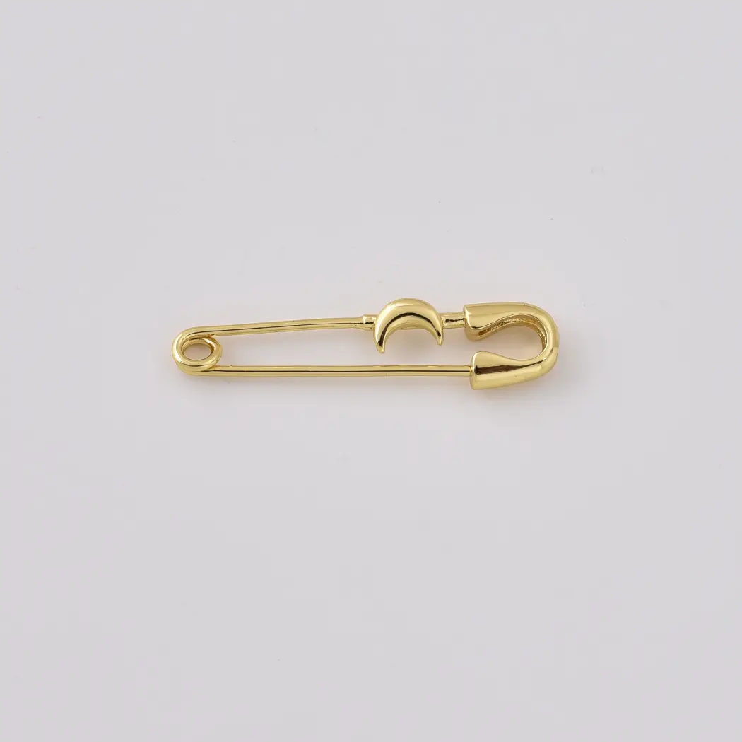 Gold Filled Celestial Safety Pin Charm, Moon Star Brooch Pendant, Minimalist Pin Connector for Jewelry Making Supplies, Lot039 - Image 2