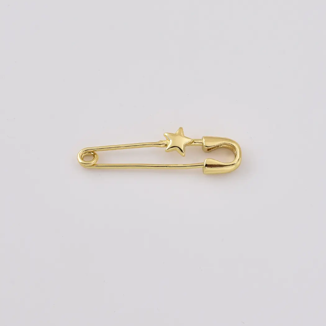Gold Filled Celestial Safety Pin Charm, Moon Star Brooch Pendant, Minimalist Pin Connector for Jewelry Making Supplies, Lot039 - Image 3