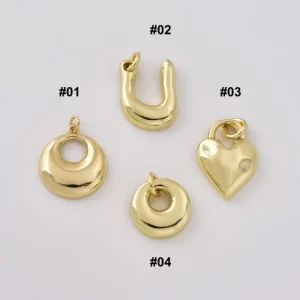 Gold Filled Puffy Pendant Charm, Heart Horseshoe Donut Disc Charm, Minimalist Necklace Pendant for Jewelry Making, Gift for Her, Lot040