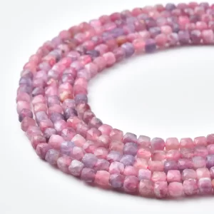 Ruby and Sapphire Beads Natural Faceted Cube 4mm Gemstone Strand for DIY Jewelry Making Supplies PRP1193