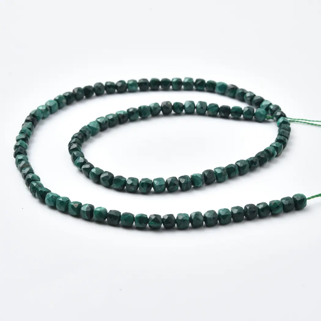 Malachite Beads Natural Faceted Cube 4mm Green Banded Gemstone Strand for DIY Jewelry Making Supplies PRP1196 - Image 4