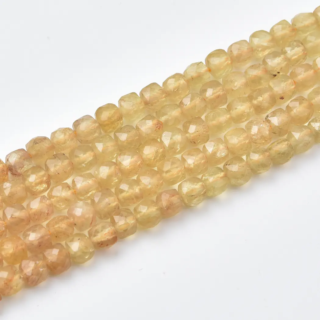 Citrine Beads Natural Faceted Cube 4mm Yellow Gemstone Strand for DIY Jewelry Making Supplies PRP1197 - Image 3