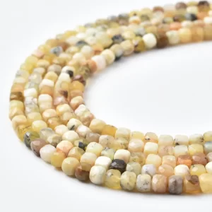 Yellow Opal Beads Natural Faceted Cube 4mm Gemstone Strand for DIY Jewelry Making Supplies PRP1198