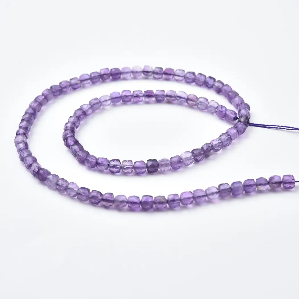 Amethyst Beads Natural Faceted Cube 4mm Purple Gemstone Strand for DIY Jewelry Making Supplies PRP1199 - Image 4
