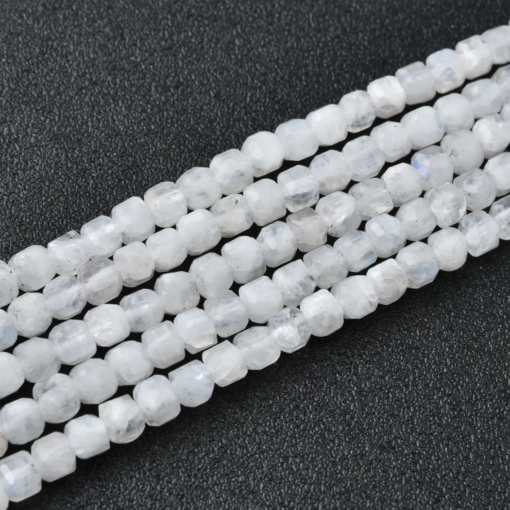Moonstone Beads Natural Faceted Cube 4mm White Gemstone Strand for DIY Jewelry Making Supplies PRP1200 - Image 3
