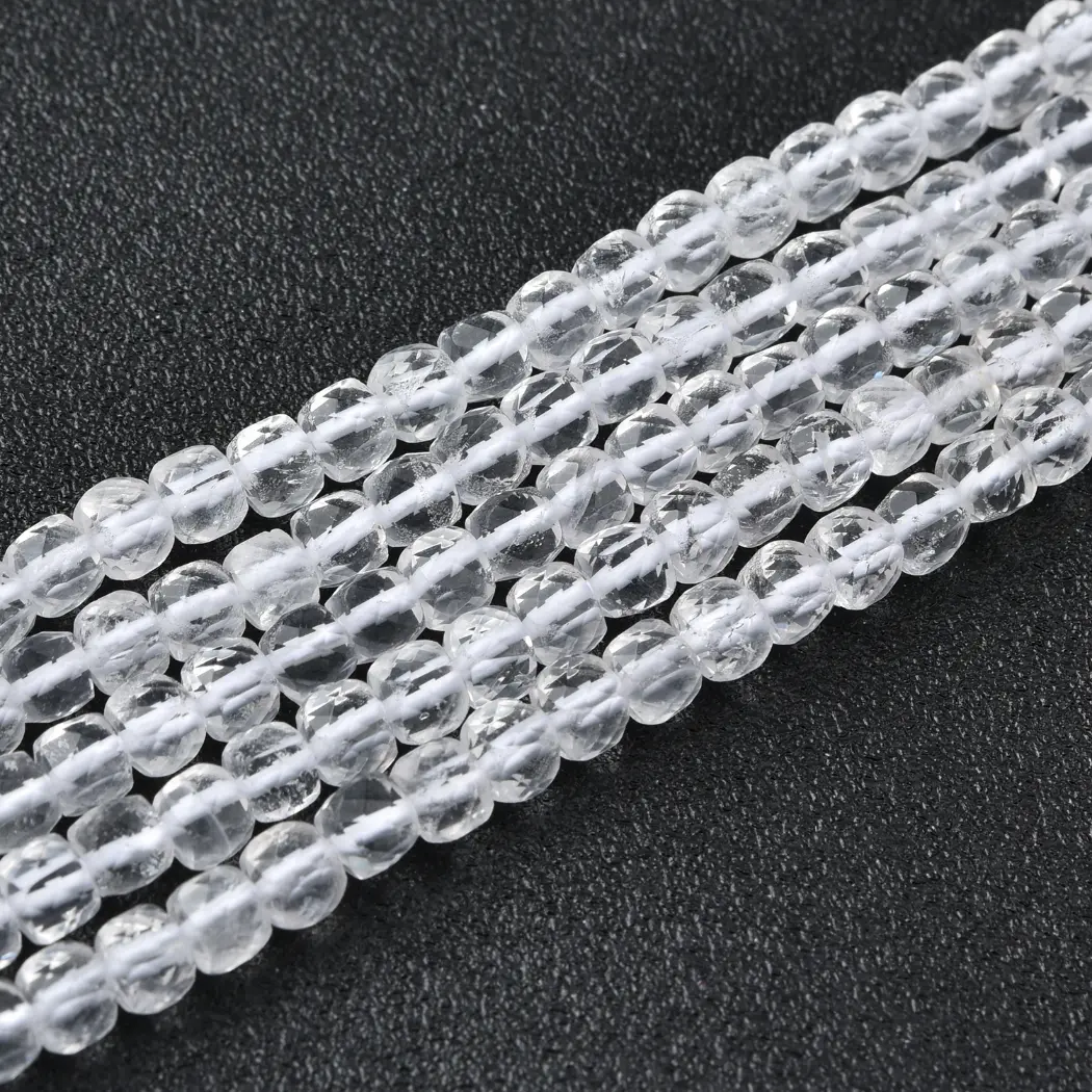 Crystal Quartz Beads Natural Faceted Cube 4mm Clear Gemstone Strand for DIY Jewelry Making Supplies PRP1203 - Image 3