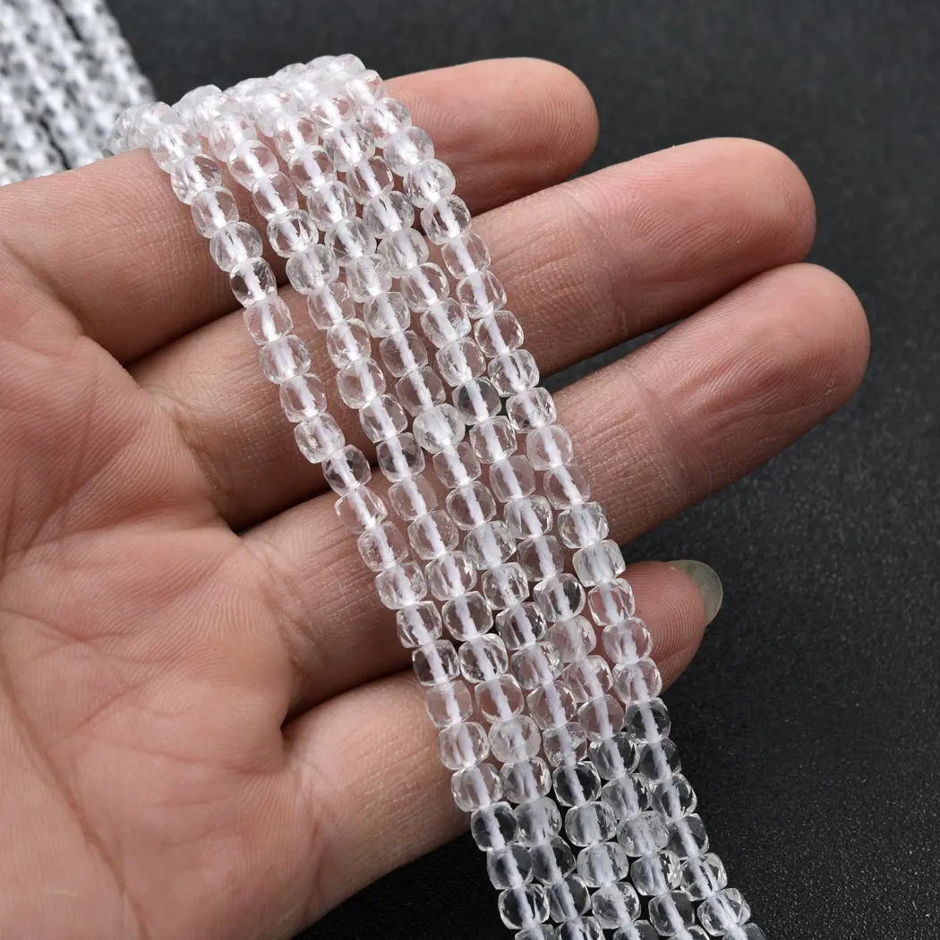 Crystal Quartz Beads Natural Faceted Cube 4mm Clear Gemstone Strand for DIY Jewelry Making Supplies PRP1203 - Image 2