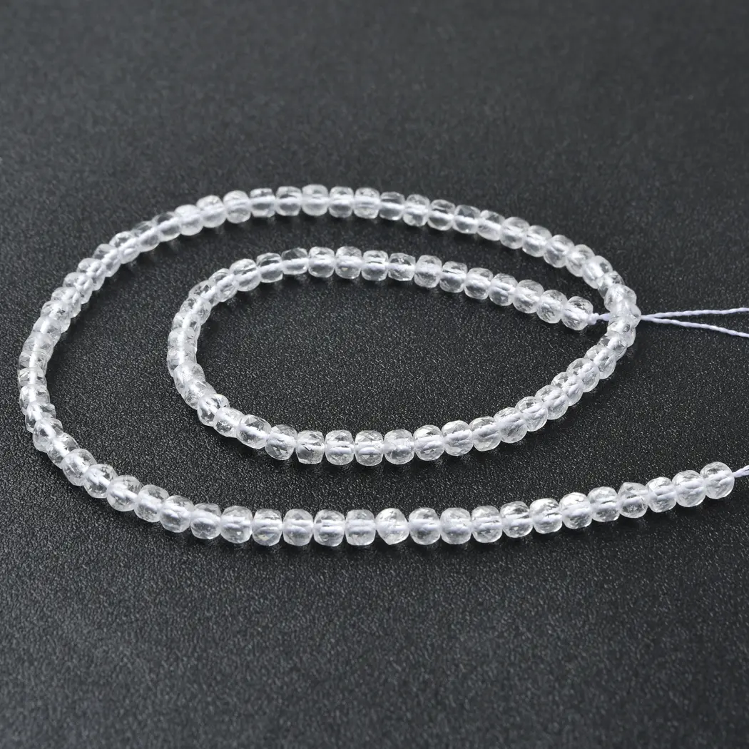 Crystal Quartz Beads Natural Faceted Cube 4mm Clear Gemstone Strand for DIY Jewelry Making Supplies PRP1203 - Image 4