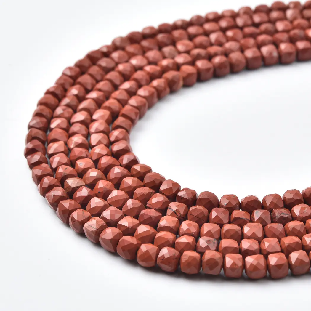 Red Jasper Beads Natural Faceted Cube 4mm Brick Red Gemstone Strand for DIY Jewelry Making PRP1206