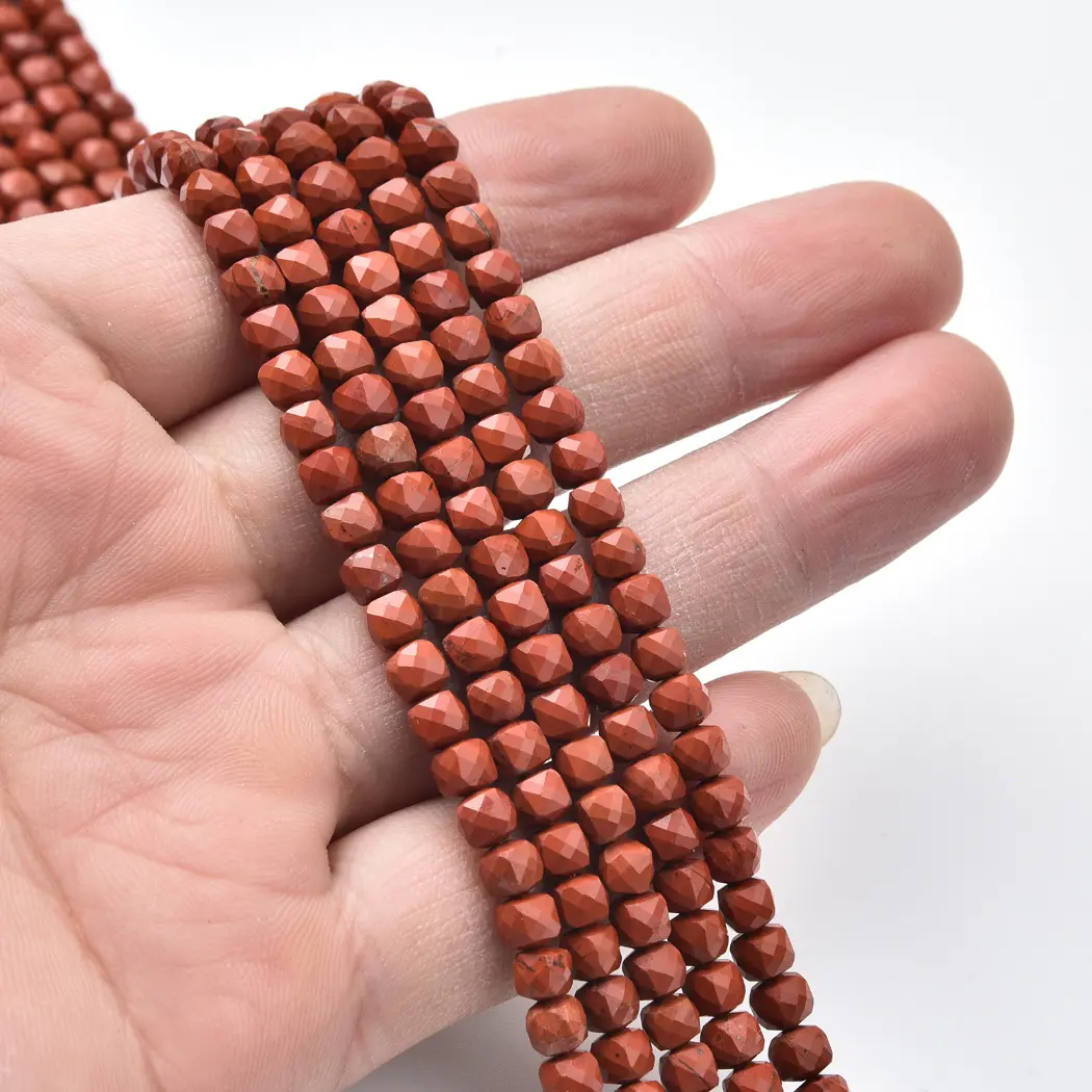 Red Jasper Beads Natural Faceted Cube 4mm Brick Red Gemstone Strand for DIY Jewelry Making PRP1206 - Image 2