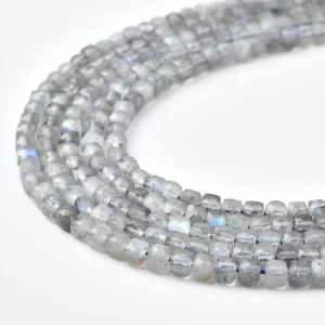 Labradorite Beads Natural Blue Flash Gray Square Cube Faceted Gemstone Strand for Jewelry Making DIY PRP1210