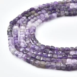 Amethyst Beads Natural Deep Purple Square Cube Faceted Gemstone Strand for Jewelry Making DIY 4x4mm PRP1212