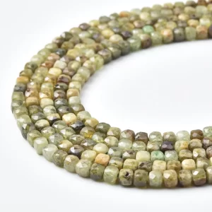 Green Garnet Beads Natural Tsavorite Green Square Cube Faceted Gemstone Strand for Jewelry Making DIY PRP1214