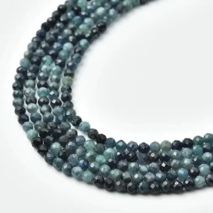 Blue Tourmaline Natural Gemstone 3mm Micro Faceted Round Beads Full 15.5 Inch Strand Supply PRP1221