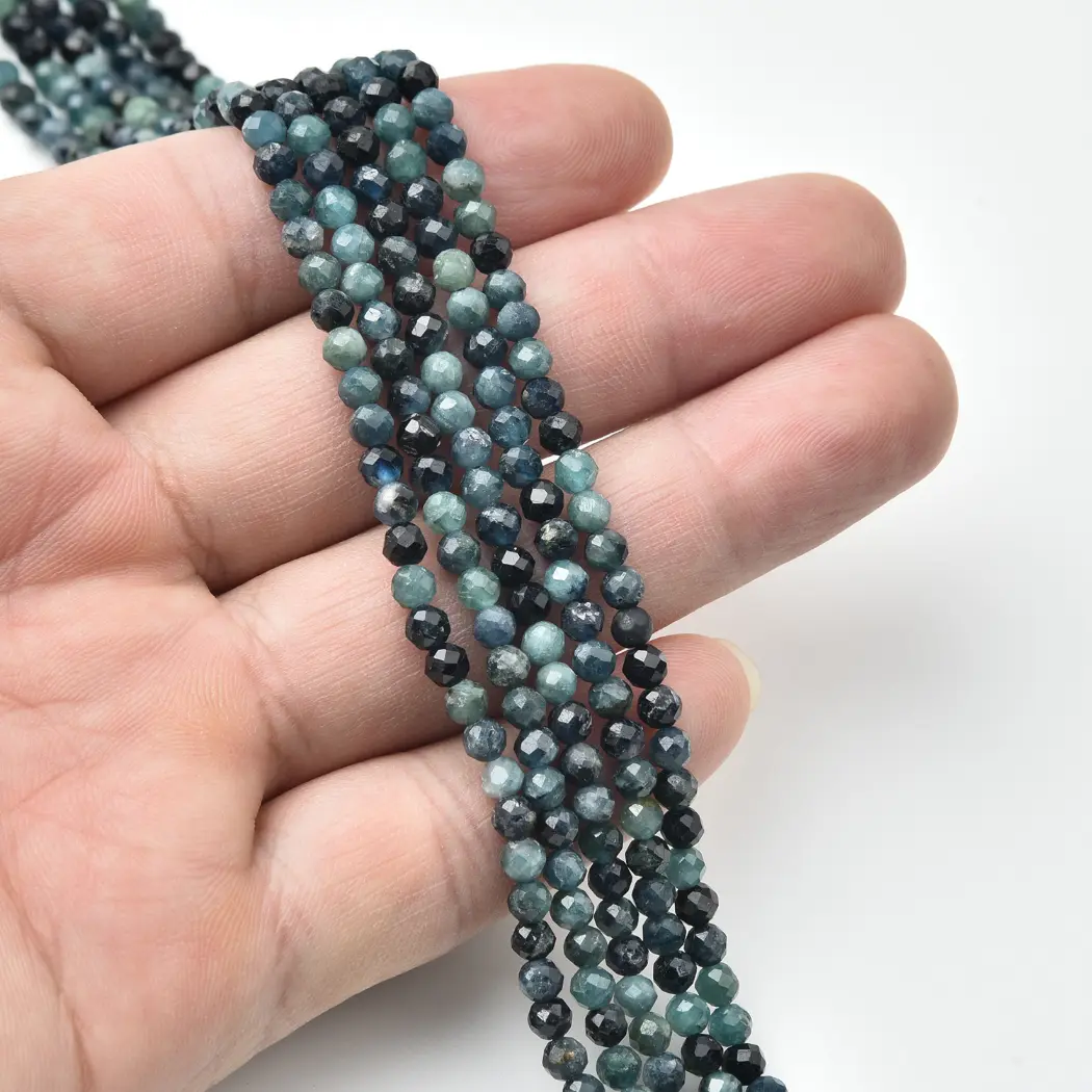 Blue Tourmaline Natural Gemstone 3mm Micro Faceted Round Beads Full 15.5 Inch Strand Supply PRP1221 - Image 2