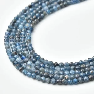Apatite Neon Blue 3mm Micro Faceted Round Beads Natural Gemstone 15.5 Inch Full Strand PRP1222