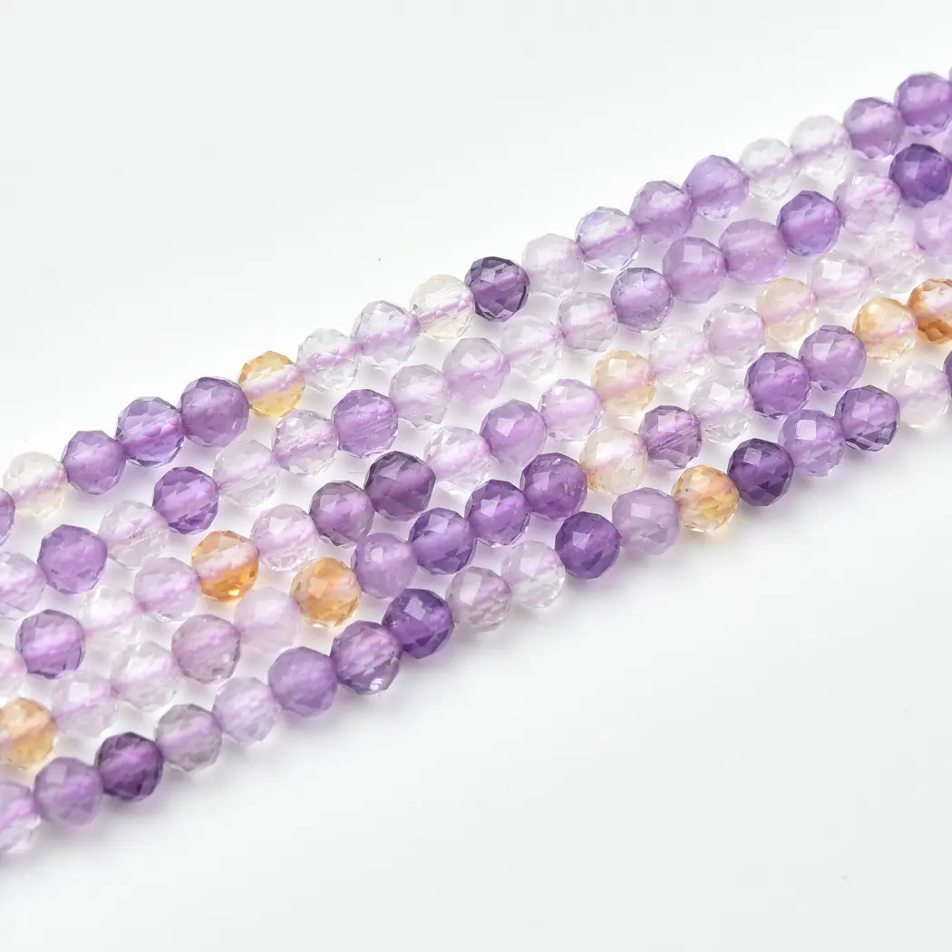 Ametrine Natural AA 3mm Micro Faceted Round Beads Purple Gold Gemstone 15.5 Inch Strand PRP1223 - Image 3