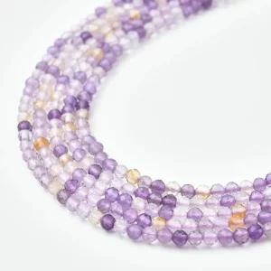 Ametrine Natural AA 3mm Micro Faceted Round Beads Purple Gold Gemstone 15.5 Inch Strand PRP1223