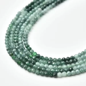 Jadeite Natural AA Pale Green 3mm Micro Faceted Round Beads 15.5 Inch Full Strand PRP1224